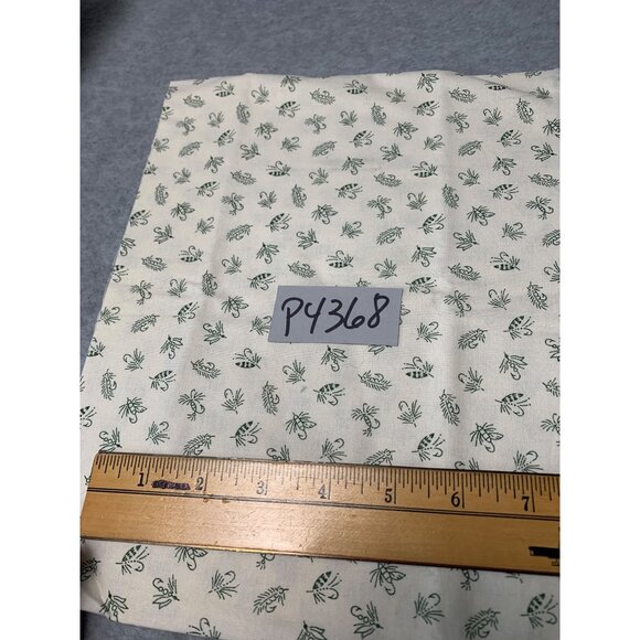 Floral Cotton Fabric 1/4 yard x 44" Green Cream Sewing Quilting Crafts - Picture 3 of 3